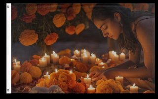 A mockup of the custom flag 'Muertos flag' on a white background