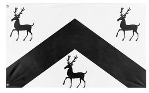 A mockup of the custom flag 'ROGERS.CREST flag' on a white background