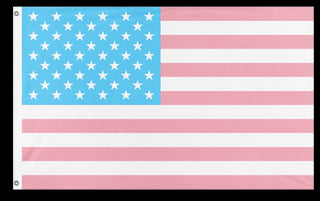 A mockup of the custom flag 'Trans American Flag' on a white background