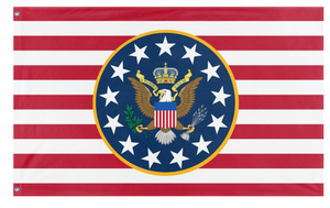 A mockup of the custom flag 'Kingdom of Americana flag' on a white background