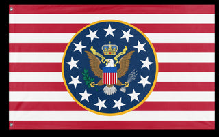 A mockup of the custom flag 'Kingdom of Americana flag' on a white background