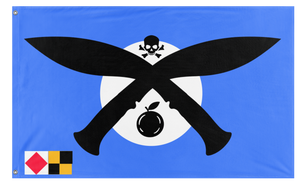 A mockup of the custom flag 'florida pirate flag' on a white background