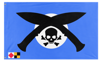 A mockup of the custom flag 'pirate flag' on a white background