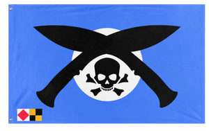 A mockup of the custom flag 'pirate flag' on a white background