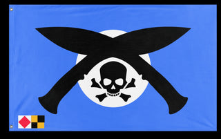 A mockup of the custom flag 'pirate flag' on a white background