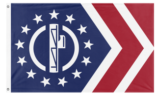 A mockup of the custom flag 'Patriot Front flag' on a white background