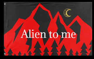 A mockup of the custom flag 'Alien to Me  flag' on a white background
