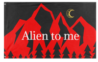 A mockup of the custom flag 'Alien to Me  flag' on a white background