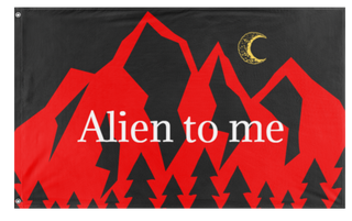 A mockup of the custom flag 'Alien to Me  flag' on a white background