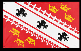 A mockup of the custom flag 'Elsass-Mosel flag' on a white background