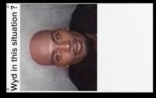 A mockup of the custom flag 'wyd in this situation flag' on a white background