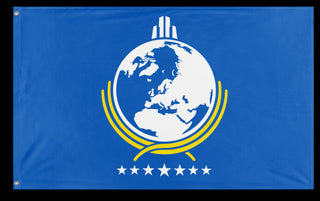 A mockup of the custom flag 'Super Earth - More Variants flag' on a white background