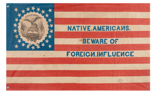 A mockup of the custom flag 'Know Nothing flag' on a white background