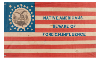 A mockup of the custom flag 'Know Nothing flag' on a white background