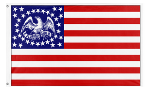 A mockup of the custom flag 'e pluribus unum flag' on a white background