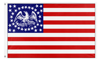 A mockup of the custom flag 'e pluribus unum flag' on a white background