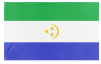 A mockup of the custom flag 'United Republic Of Osavina Vertical flag' on a white background