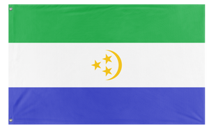 A mockup of the custom flag 'United Republic Of Osavina Vertical flag' on a white background