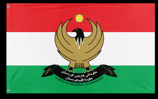 A mockup of the custom flag 'Kurdistan Iraqi flag' on a white background