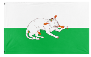 A mockup of the custom flag 'OurGloriousStyrianPanther flag' on a white background