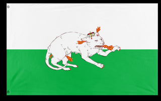 A mockup of the custom flag 'OurGloriousStyrianPanther flag' on a white background