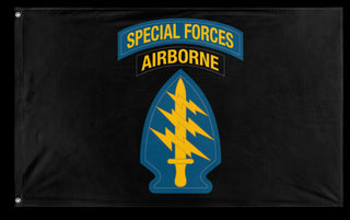 A mockup of the custom flag 'Airborne Special Forces flag' on a white background