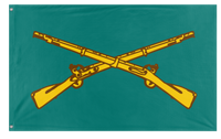A mockup of the custom flag 'US Army Infantry Branch flag' on a white background