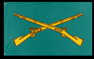 A mockup of the custom flag 'US Army Infantry Branch flag' on a white background