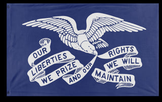 A mockup of the custom flag 'Ohio State of the Union flag' on a white background