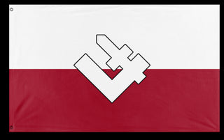 A mockup of the custom flag 'Grupa Falanga flag' on a white background