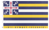 A mockup of the custom flag 'Virginia New Standard flag' on a white background