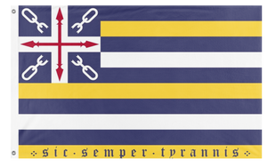A mockup of the custom flag 'Virginia New Standard flag' on a white background