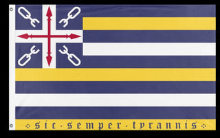 A mockup of the custom flag 'Virginia New Standard flag' on a white background