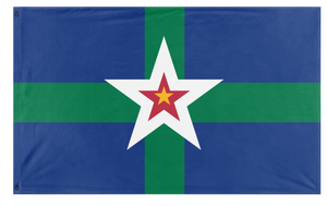 A mockup of the custom flag 'British Lucian island flag' on a white background