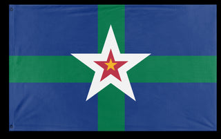 A mockup of the custom flag 'British Lucian island flag' on a white background