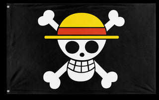 A mockup of the custom flag 'One Piece Protest flag' on a white background