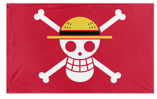 A mockup of the custom flag 'Red One Piece Protest flag' on a white background
