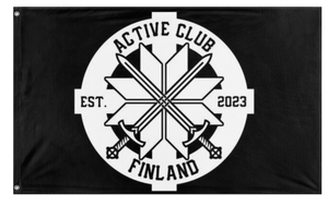A mockup of the custom flag 'ACF flag' on a white background