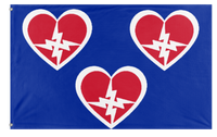 A mockup of the custom flag 'Futurist South flag' on a white background