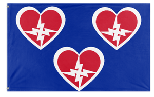 A mockup of the custom flag 'Futurist South flag' on a white background