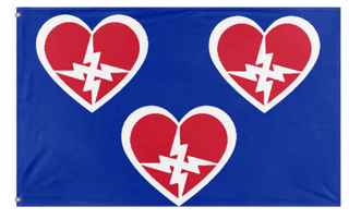 A mockup of the custom flag 'Futurist South flag' on a white background