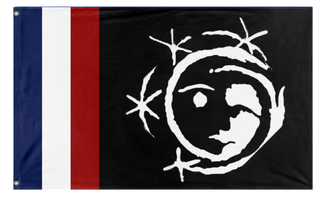 A mockup of the custom flag 'French Surrealist Commune flag' on a white background