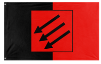 A mockup of the custom flag 'Eiserne Front' on a white background