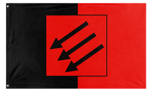 A mockup of the custom flag 'Eiserne Front' on a white background
