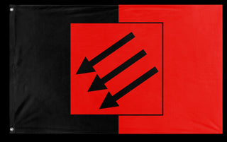 A mockup of the custom flag 'Eiserne Front' on a white background