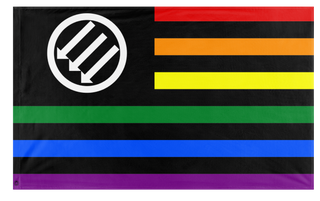 A mockup of the custom flag 'American Iron Front flag' on a white background