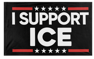 A mockup of the custom flag 'ICE Support Flag' on a white background