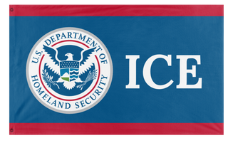 A mockup of the custom flag 'ICE flag' on a white background