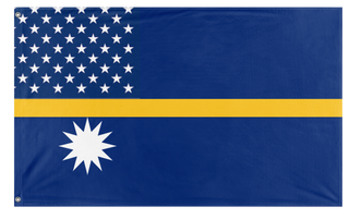 A mockup of the custom flag 'American  Colony of Nauru flag' on a white background