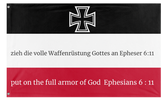 A mockup of the custom flag 'German Empire  Ephesians 6: 11  flag' on a white background